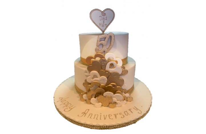 Tiered Cake with Cascading Hearts